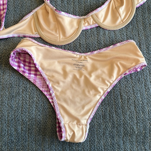 Faithfull the Brand Pernille Pink Plaid Bikini XS - Picture 7 of 8